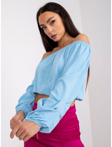 Fashionhunters Light blue smooth Spanish blouse with long sleeves by Nineli