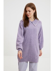 Trendyol Lilac Baby Neck Pearl puha kötöttáru pulóver