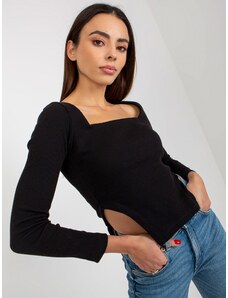 Fashionhunters OCH BELLA black flared blouse with ribbed slit