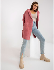 Fashionhunters Púderes rózsaszín hölgy alpaka kabát Eveline gyapjúval