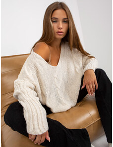 Fashionhunters Ecru oversized knitted sweater OCH BELLA