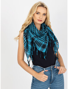Fashionhunters Light blue and black scarf with fringe