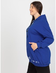 Fashionhunters Size dark blue zippered hoodie with text