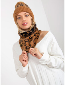Fashionhunters Women's camel and black patterned neck warmer