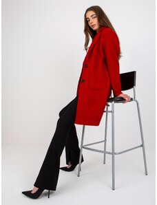 Fashionhunters Dark red plush jacket with OH BELLA closure