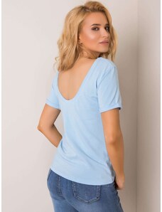 Fashionhunters Alap világoskék póló hátsó nyakkivágással