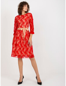 Fashionhunters Hölgy elegáns csipke ruhája - piros