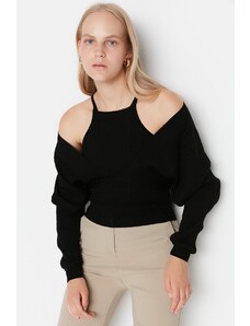 Trendyol fekete blúz pulóver kötöttáru öltöny