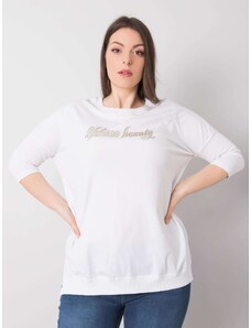 Fashionhunters Női plusz méretű fehér blúz felirattal