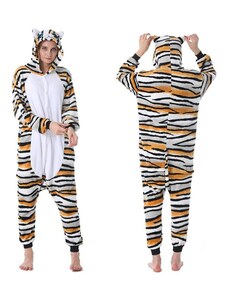 EKW Unisex Állati jumpsuit Kigurumi Tigris fehér, fekete, narancssárgaM