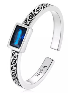 Ékszerkirály Ezüst női gyűrű, kék kristállyal