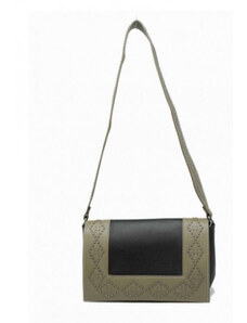 Tom&Eva Paris Női keresztpántos táska, geometrikus díszítéssel, műbőr, zöld/fekete