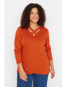 Trendyol Curve narancssárga gallér részletes kötöttáru pulóver