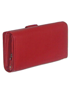 Fedeles, cipzáros aprós, hátul kártyatartós sima piros bőr pénztárca Gina Monti
