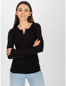 BASIC Fekete női póló nyakkivágással EM-BZ-784.33P-black
