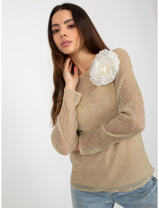 Fashionhunters Gold-beige shiny evening blouse with top