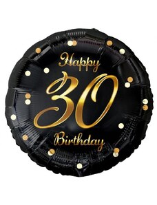 Boldog Születésnapot Happy Birthday black-gold 30 fólia lufi 36cm
