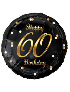 Boldog Születésnapot Happy Birthday black-gold 60 fólia lufi 36cm