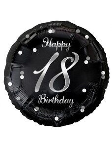 Boldog Születésnapot Happy Birthday black-silver 18 fólia lufi 36cm