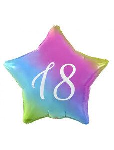 Szivárvány Happy Birthday 18 Rainbow csillag fólia lufi 44 cm