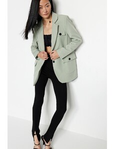 Trendyol Mint Woven Lined Double Breasted Blazer with Closure
