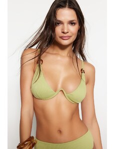 Trendyol Green Underwire Inverted V Underwire texturált Bikini felső