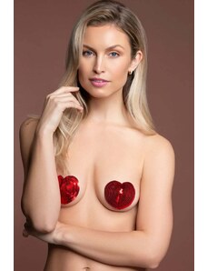 Bye Bra Piros mellbimbó matrica Heart Nipple Covers