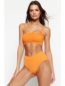 Trendyol Orange V-Cut texturált magas derekú normál lábú bikini alsó