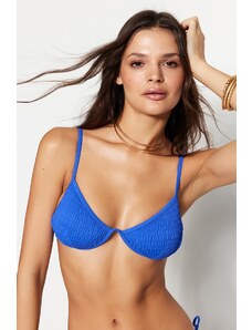 Trendyol kék texturált bikini felső