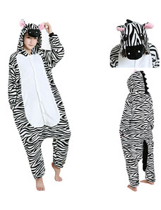 EKW Unisex Állati jumpsuit Kigurumi Zebra fekete, fehér L