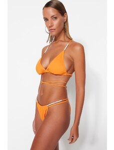 Trendyol narancssárga háromszög kétrészes bikini szett gyöngyökkel, normál