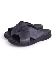 Vlnka Férfi bőr papucs "Filip" - fekete felnőtt cipő