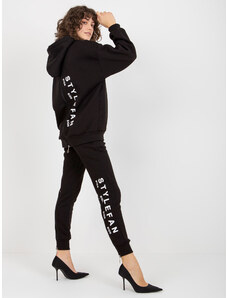Fashionhunters Black women's tracksuit with inscriptions and zippers