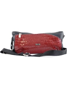 VIA55 női keresztpántos táska széles fazonban, rostbőr, vörös