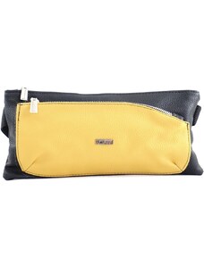 VIA55 női keresztpántos táska széles fazonban, rostbőr, sárga