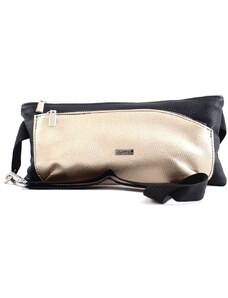 VIA55 női keresztpántos táska széles fazonban, rostbőr, arany