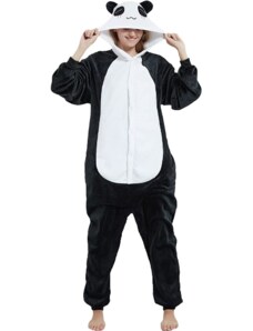 EKW Unisex Állati jumpsuit Kigurumi Panda kezeslábas fehér, fekete L