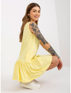 Fashionhunters Light yellow basic ruffle minidress sleeveless