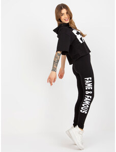 Fashionhunters Black two-piece sports set with leggings
