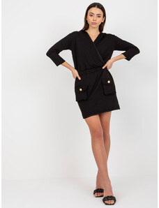 Fashionhunters Black clutch sweatshirt dress with pockets from OCH BELLA