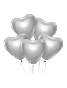 Szerelem Platinum Silver Heart szív léggömb lufi 6 db-os 12 inch (30cm)