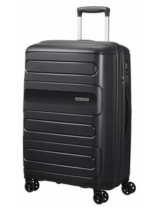 American Tourister SUNSIDE fekete bővíthető négykerekű közepes bőrönd 107527-1041