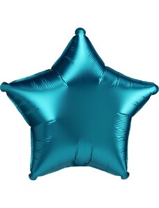Szatén Aqua csillag fólia lufi kék 43cm