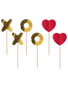 Szerelem XOXO díszítő pálca 6 db-os