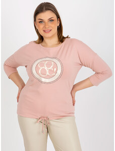 Fashionhunters Excessive light pink blouse with patch and printed design