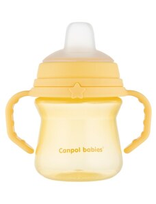 Kiömlésmentes pohár Canpol Babies puha szájkosárral, sárga, 150 ml