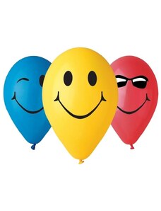 Emoji Smileys léggömb lufi 5 db-os 12 inch (30cm)