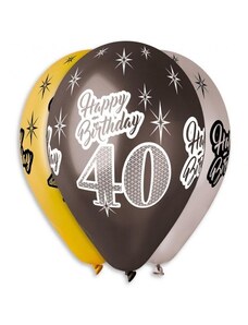 Boldog Születésnapot Happy Birthday 40 Metallic léggömb lufi 6 db-os 12 inch (30cm)
