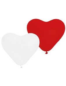 Szerelem Red-White Heart szív léggömb lufi 5 db-os 10 inch (25cm)
