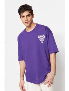 Trendyol Purple férfi nyomtatott túlméretes rövid ujjú póló